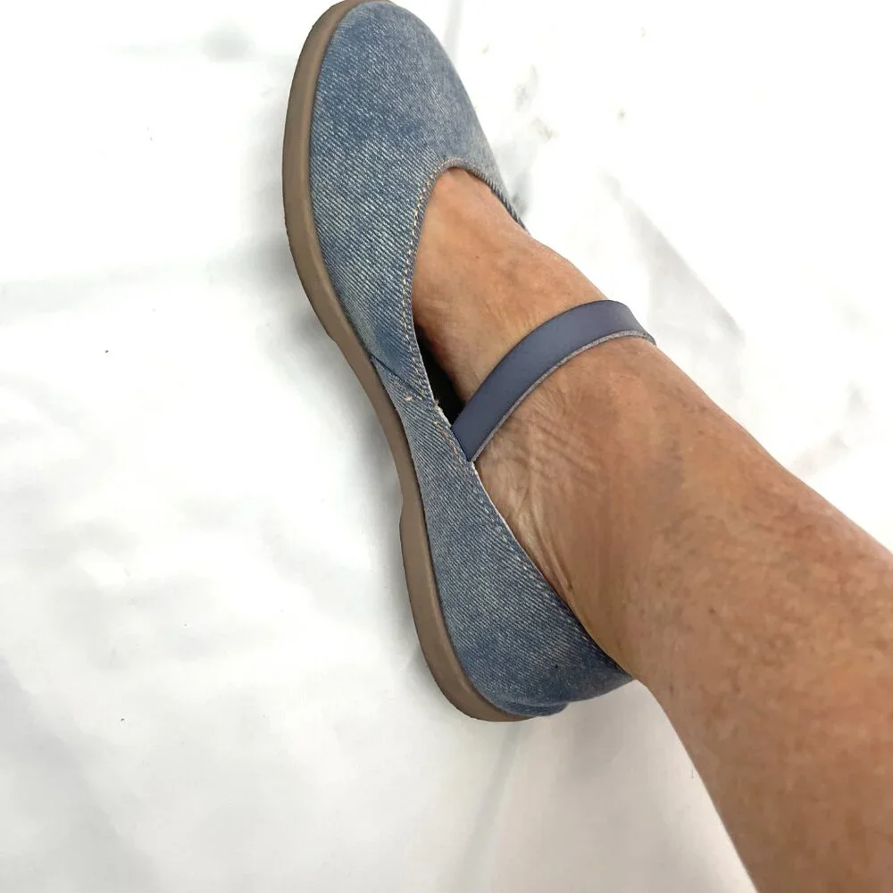 Blowfish Malibu Women Empower Mary Jane Comfort Footbed Denim Flat 7